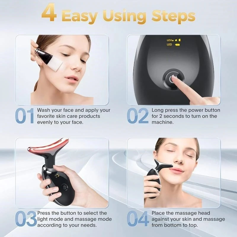 Commodity 7 LED Vibrating Neck Face Personalization Therapeutic Massager Rechargeable