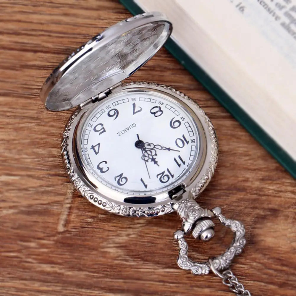Timeless Antique Steam Train Design Pocket Watch - Vintage Quartz Pendant With Chain Necklace