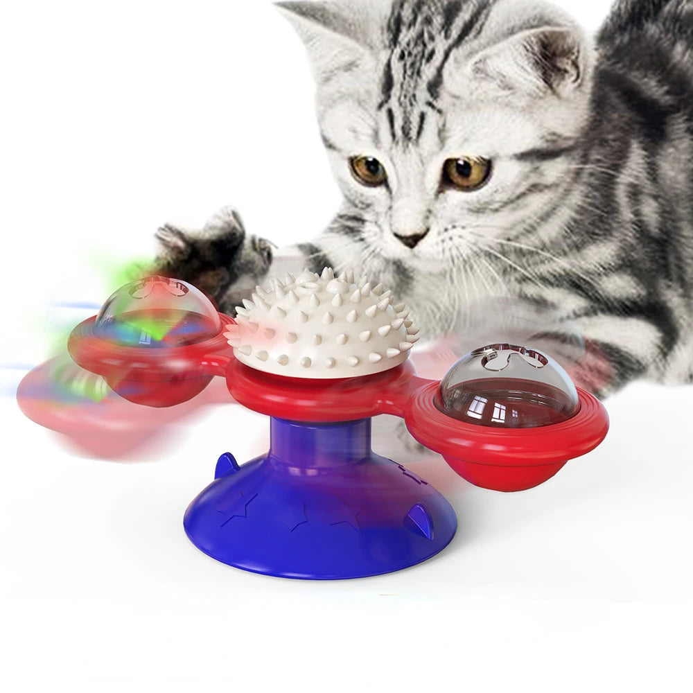 Windmill Cat Toy Interactive Puzzle Turntable For Cats