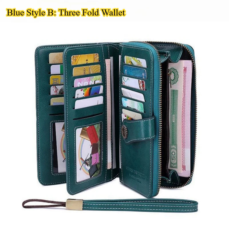 Anti Theft PU Wallet For Women Zipper Card Holder Purse
