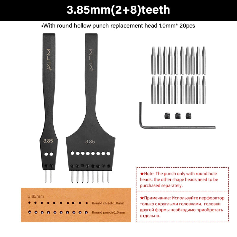 WUTA Leather Punch With Replaceable Pricking Iron Head Tool