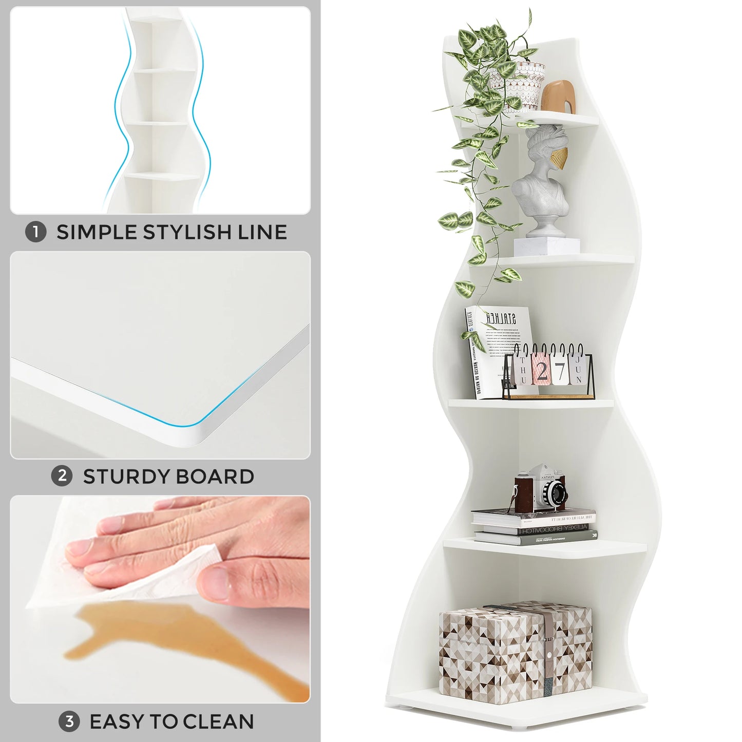 Tribesigns Modern 5 Tier Wooden Corner Storage Shelf