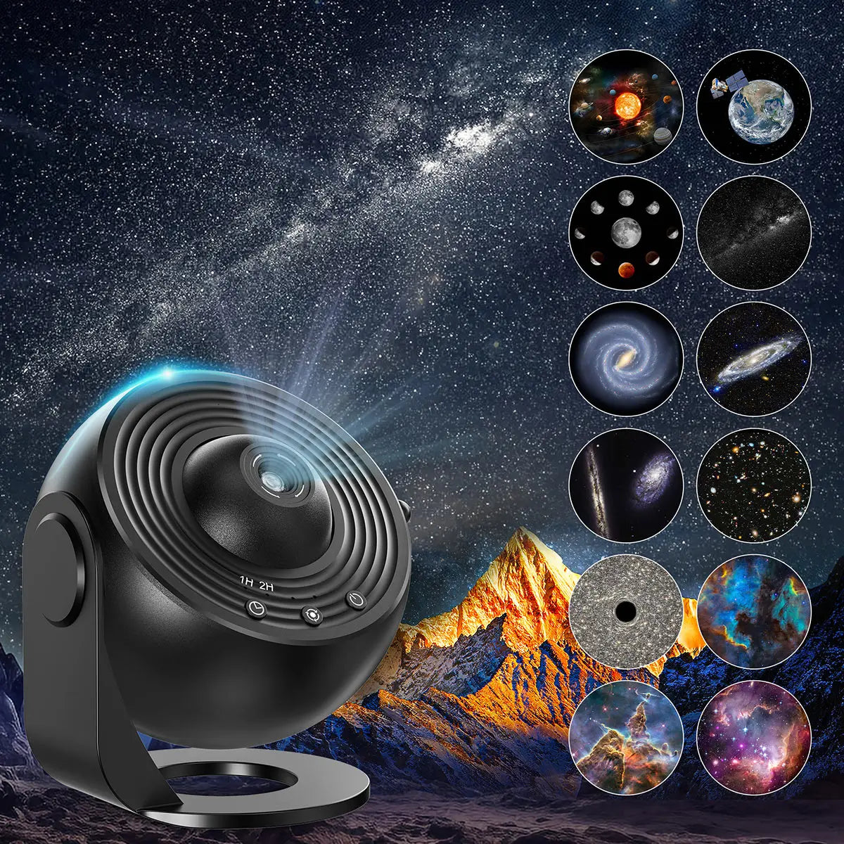 Mexllex 13 In 1 Galaxy Star Projector - 360 Degree Rotation And Half Hour Timer LED Night Light For Kids And Adults