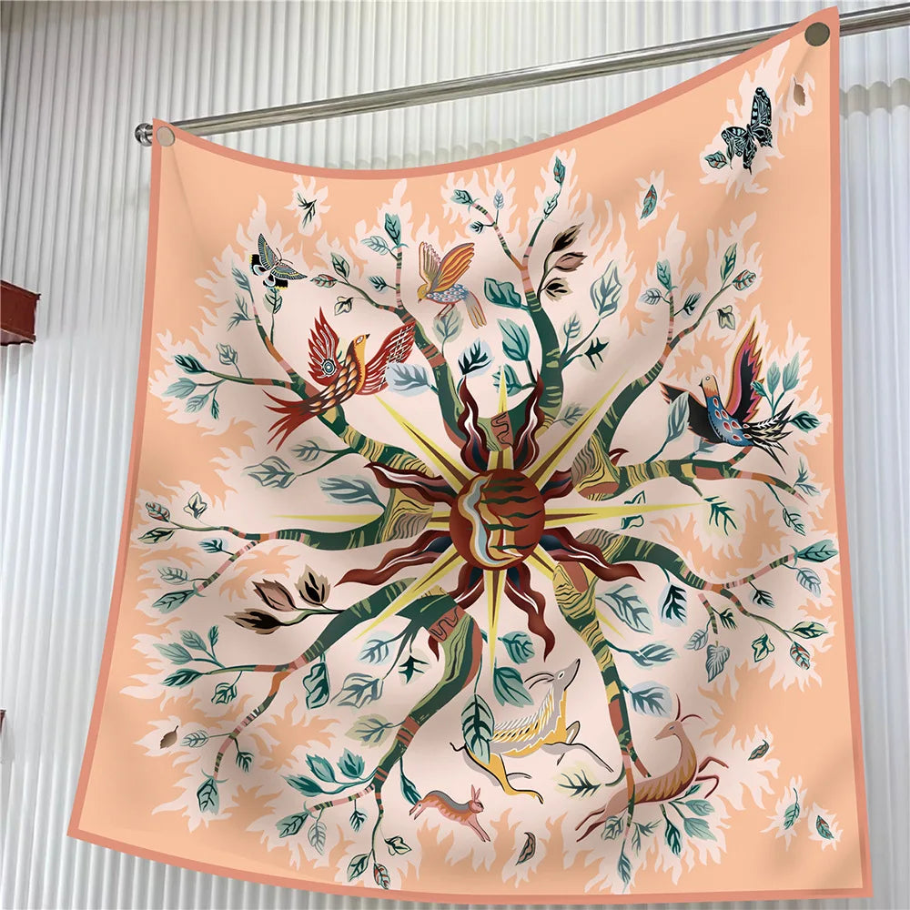 Elegant Silk Floral Square Scarf for Women Hijab Shawl Accessory