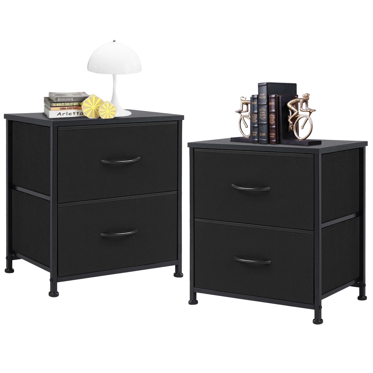 JHK Modern Metal Living Room Storage Cabinet With Fabric Drawers