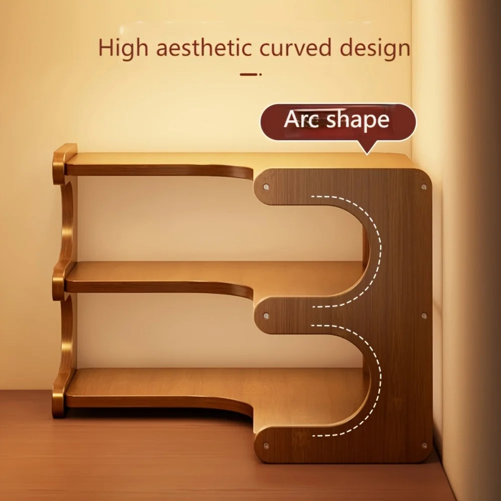 Three-Tier Bamboo Corner Desk Shelf