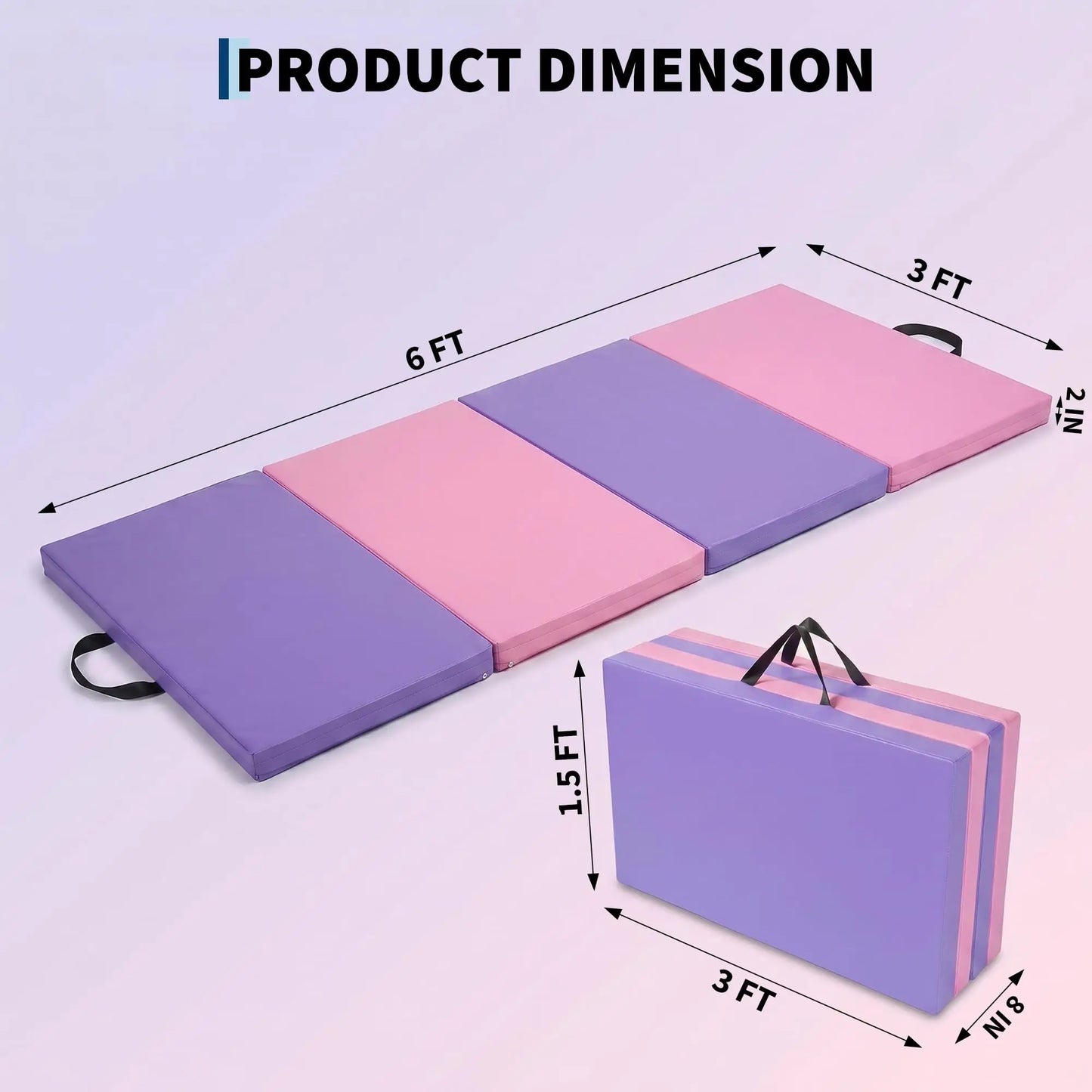 HiMISS Folding Gymnastics Mat For Home Gym Yoga Pilates Tumbling