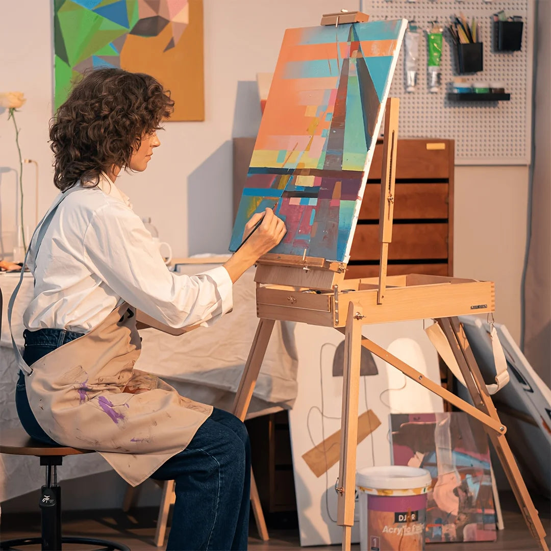 DJAR Wooden French Easel Painting Kit With Artist Supplies