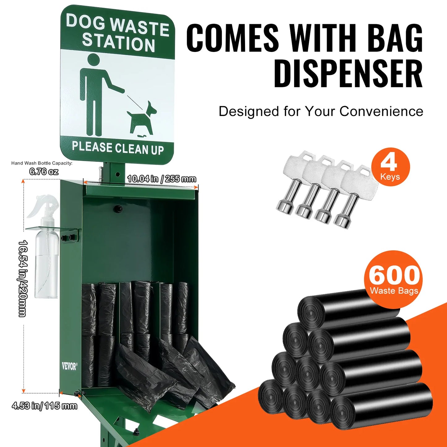 SucceBuy Dog Waste Station With Hand Wash Bottle Outdoor
