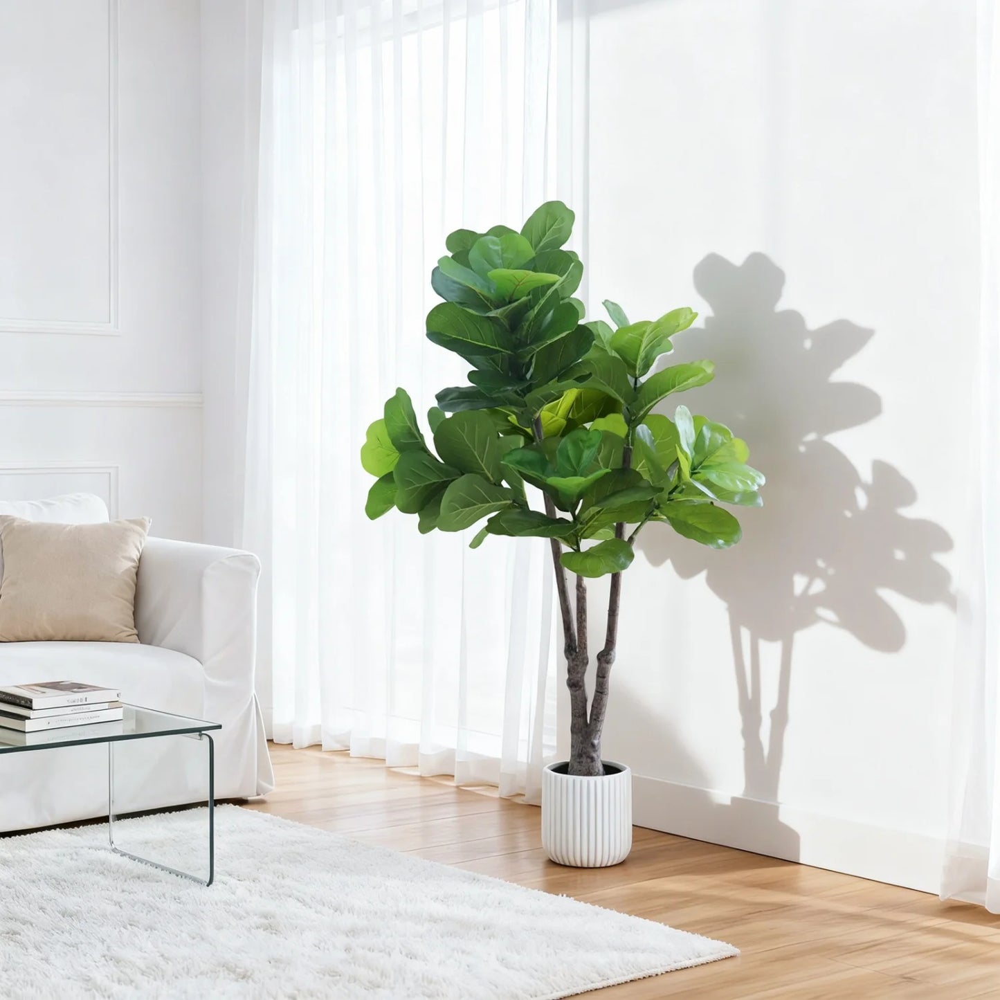 HiMISS Artificial Fiddle Leaf Fig Tree In Pot Home Decor