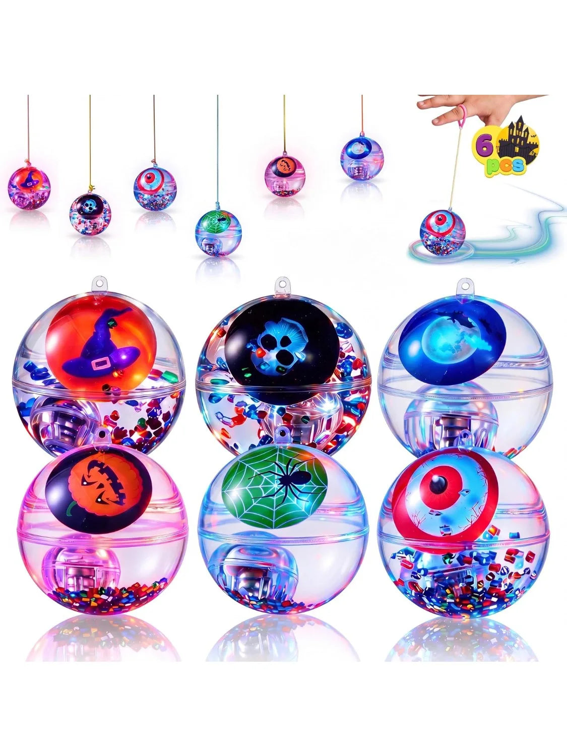 Joyfy Halloween Light Up LED Bouncing Balls With Wrist Ropes