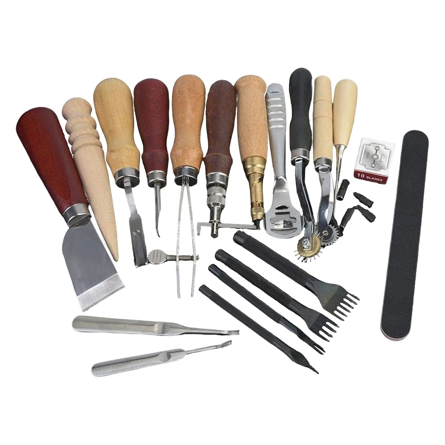 Bymaocar Leather Craft Tools Kit 19 Pcs Sewing Punching Cutting Set