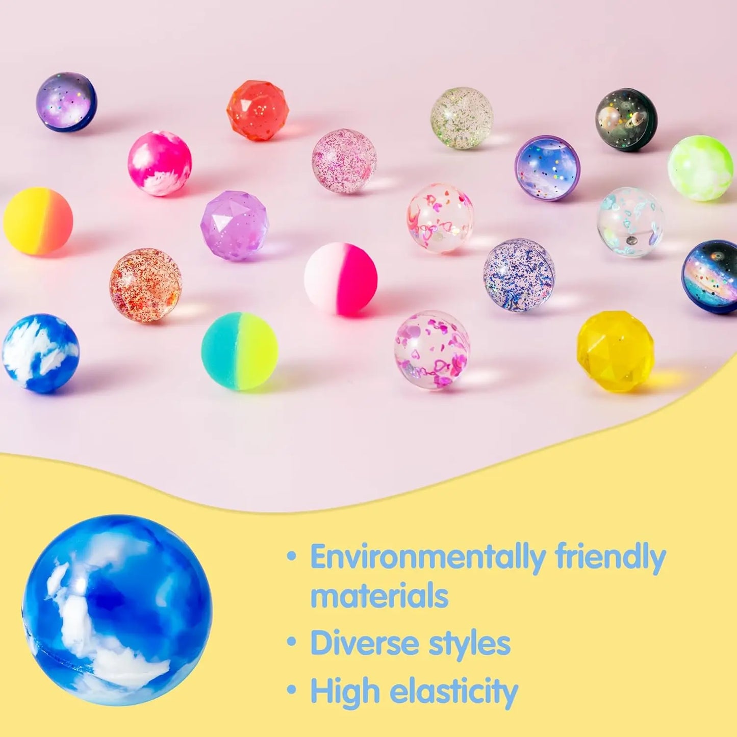Joyfy Multistyle Bouncy Balls Bulk Pack for Kids Party Favors