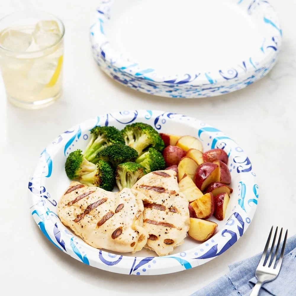 Everyday Disposable Paper Plates 150 Count Soak Proof Microwave Safe