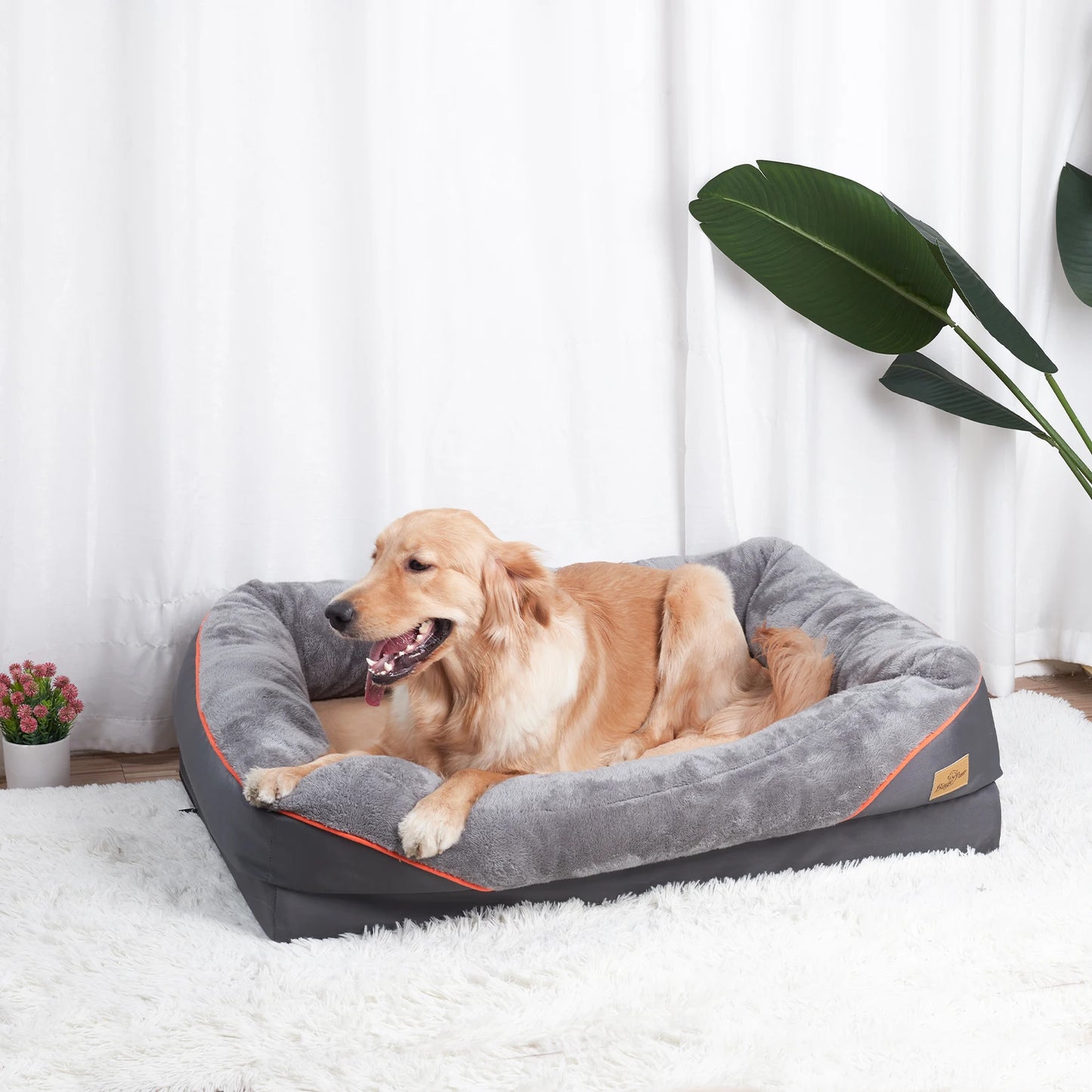 BINGOPAWCN Dog Bed Waterproof Anti Allergy With Removable Washable Cover Soft Fleece