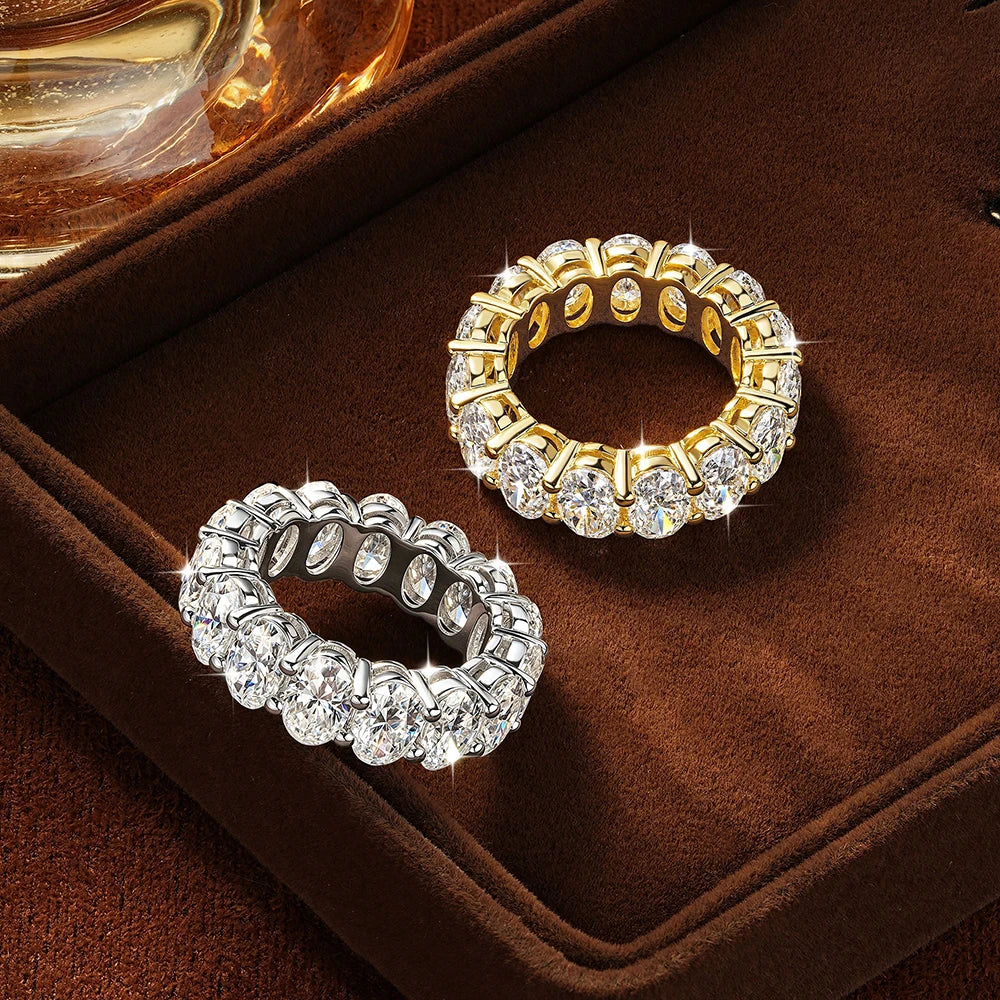 Oxtao 14K Gold Filled Certified Moissanite Eternity Ring