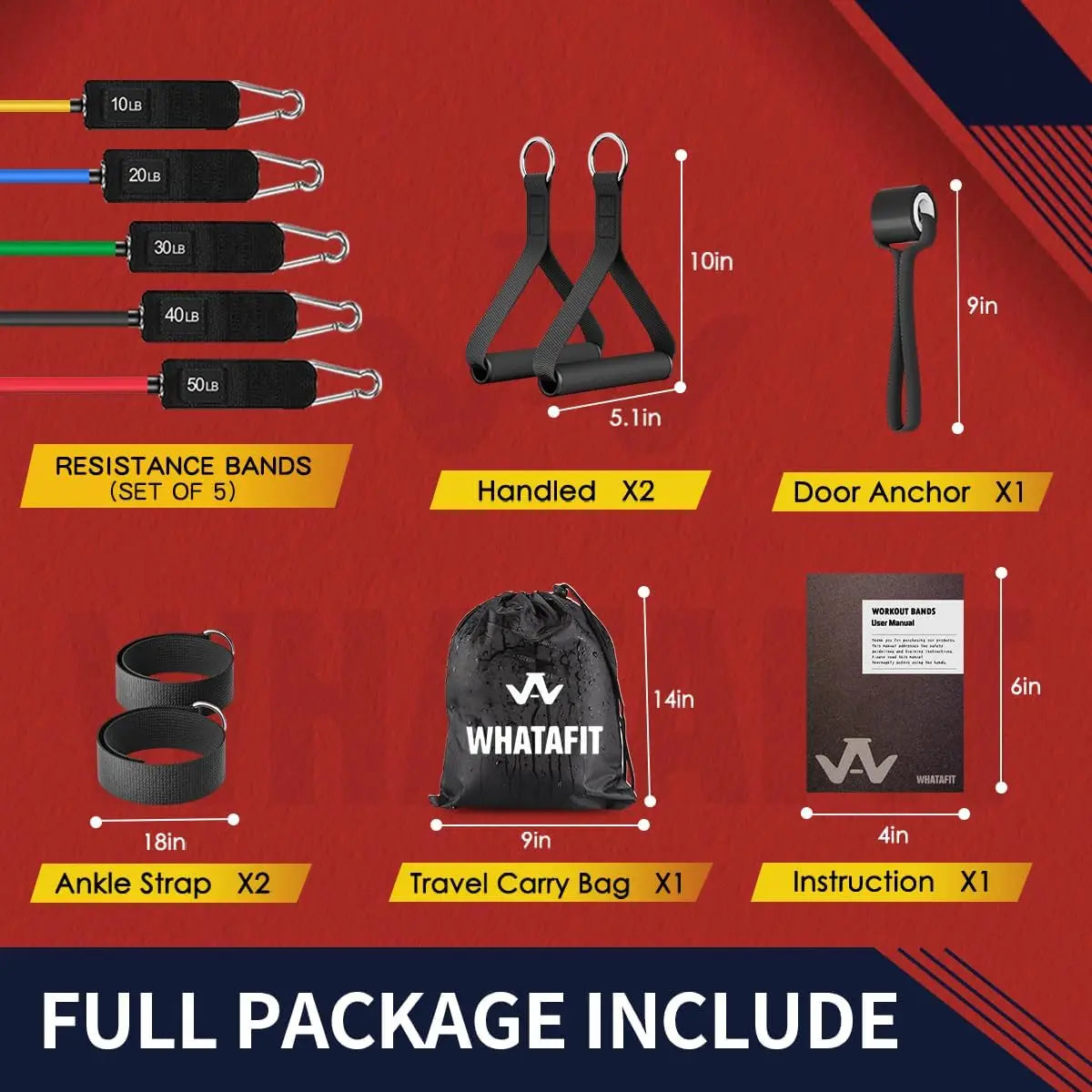 Whatafit Resistance Bands With Handles And Door Anchor