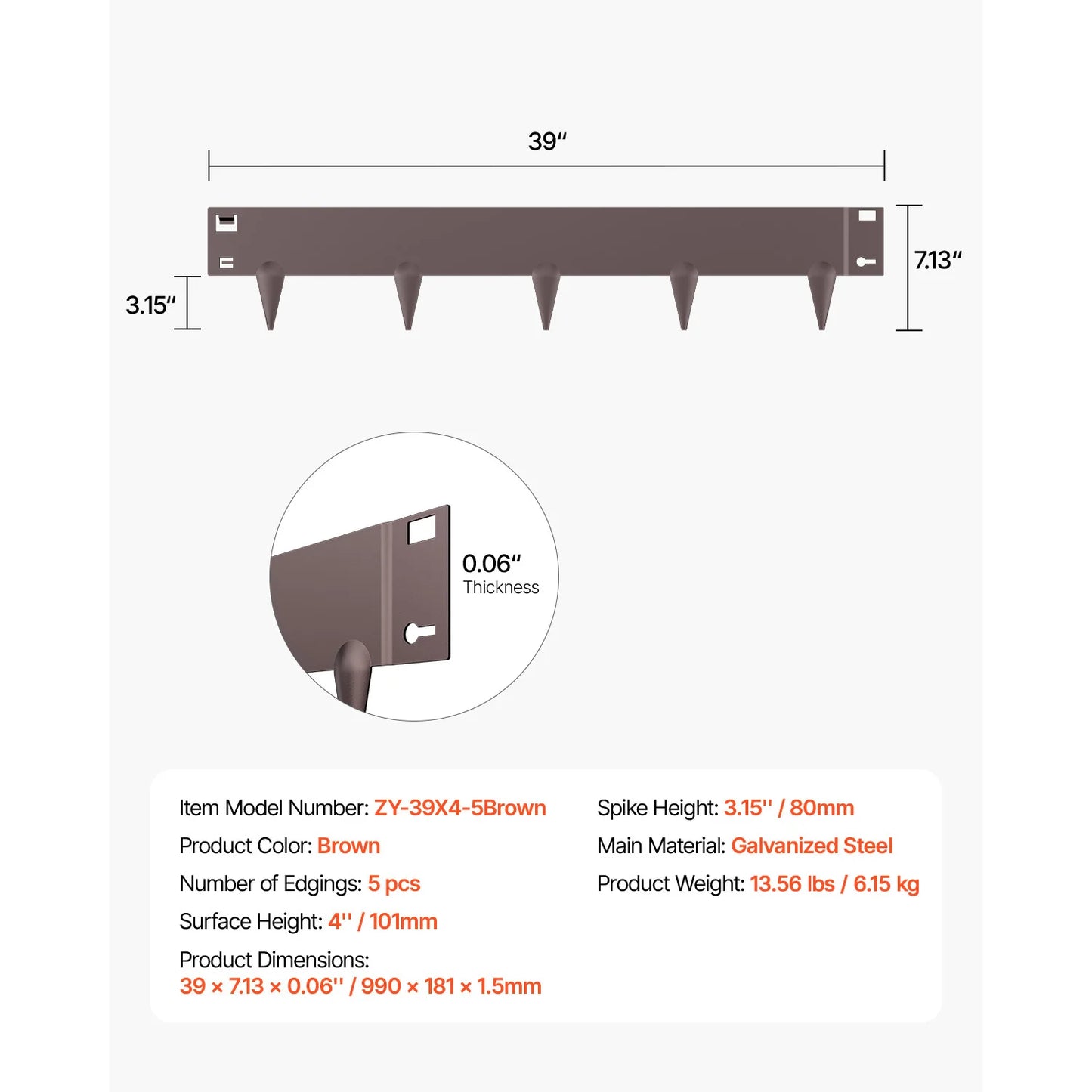 VEVOR Steel Landscape Edging Rust Resistant Bendable Garden Border