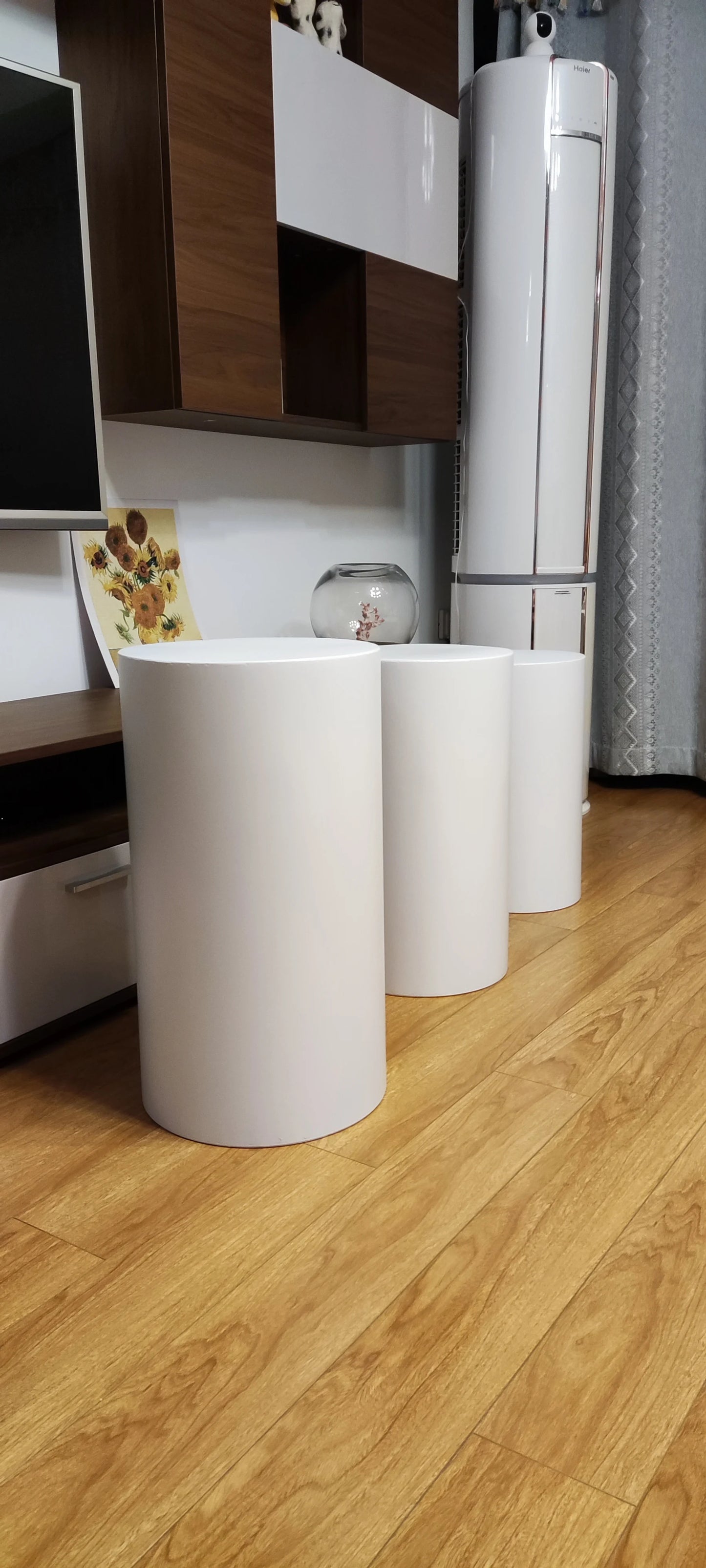 Iron Cylinder Circular Wedding Column Pedestal For Flower Stand And Cake Display