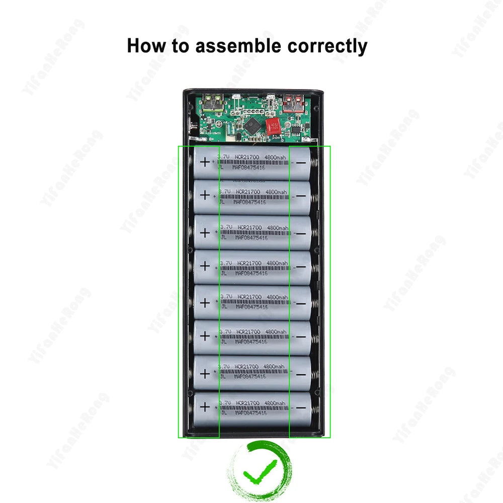 8x21700 Battery Case With Dual USB Charger Box And Storage