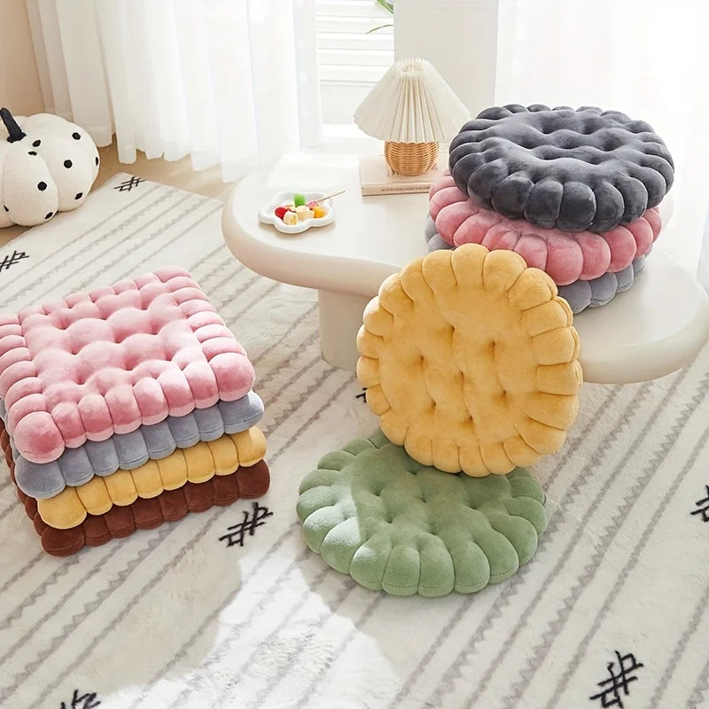 Biscuit Shape Plush Cushion Pillow For Home Or Office Use