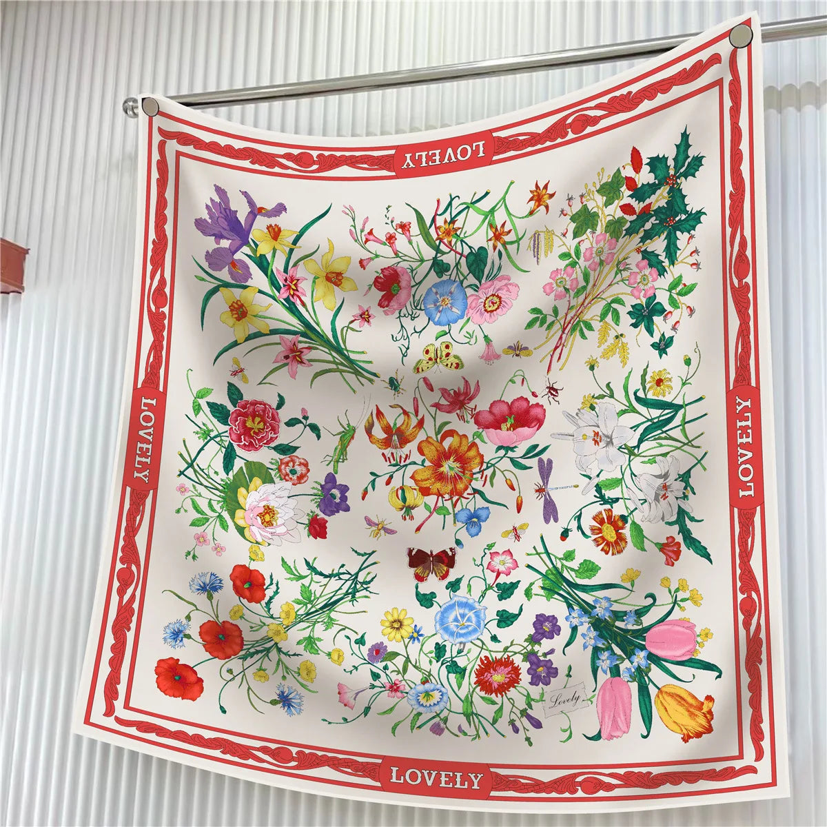 Elegant Silk Floral Square Scarf for Women Hijab Shawl Accessory