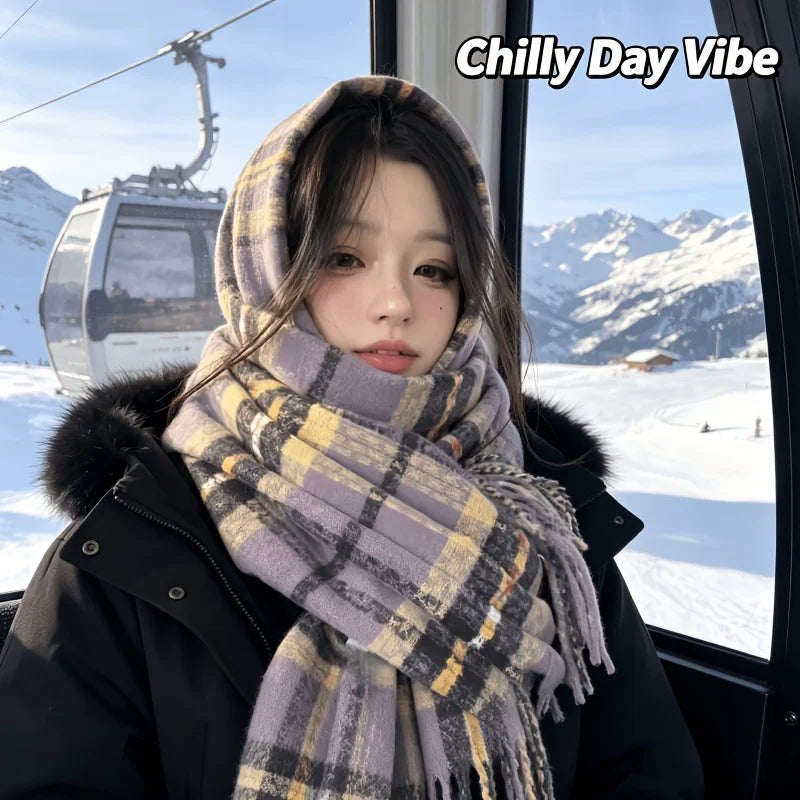 Knit Scarf Neck Warmer Shawl for Winter Travel Wear