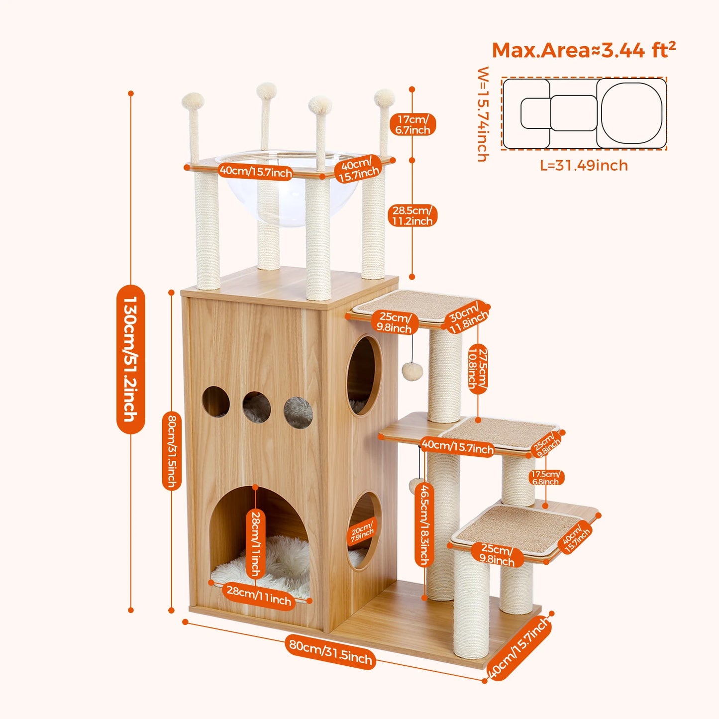 PAWZ Ro Multi Level Cat Tree Indoor Tower Scratching Posts