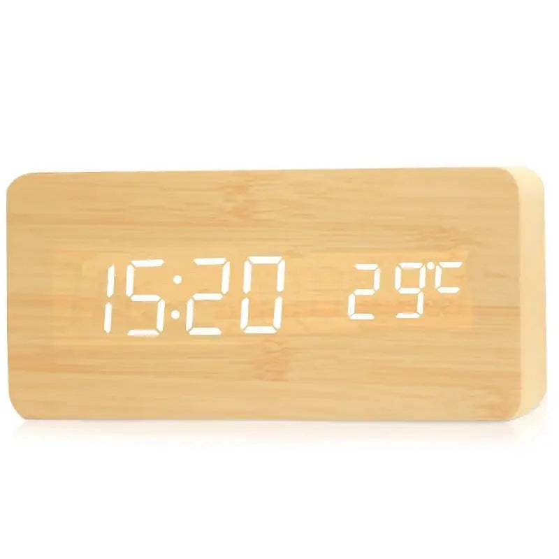 Niditon Wooden Digital Alarm Clock With Temperature Display