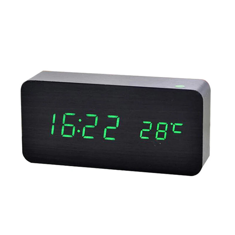 Niditon Wooden Digital Alarm Clock With Temperature Display