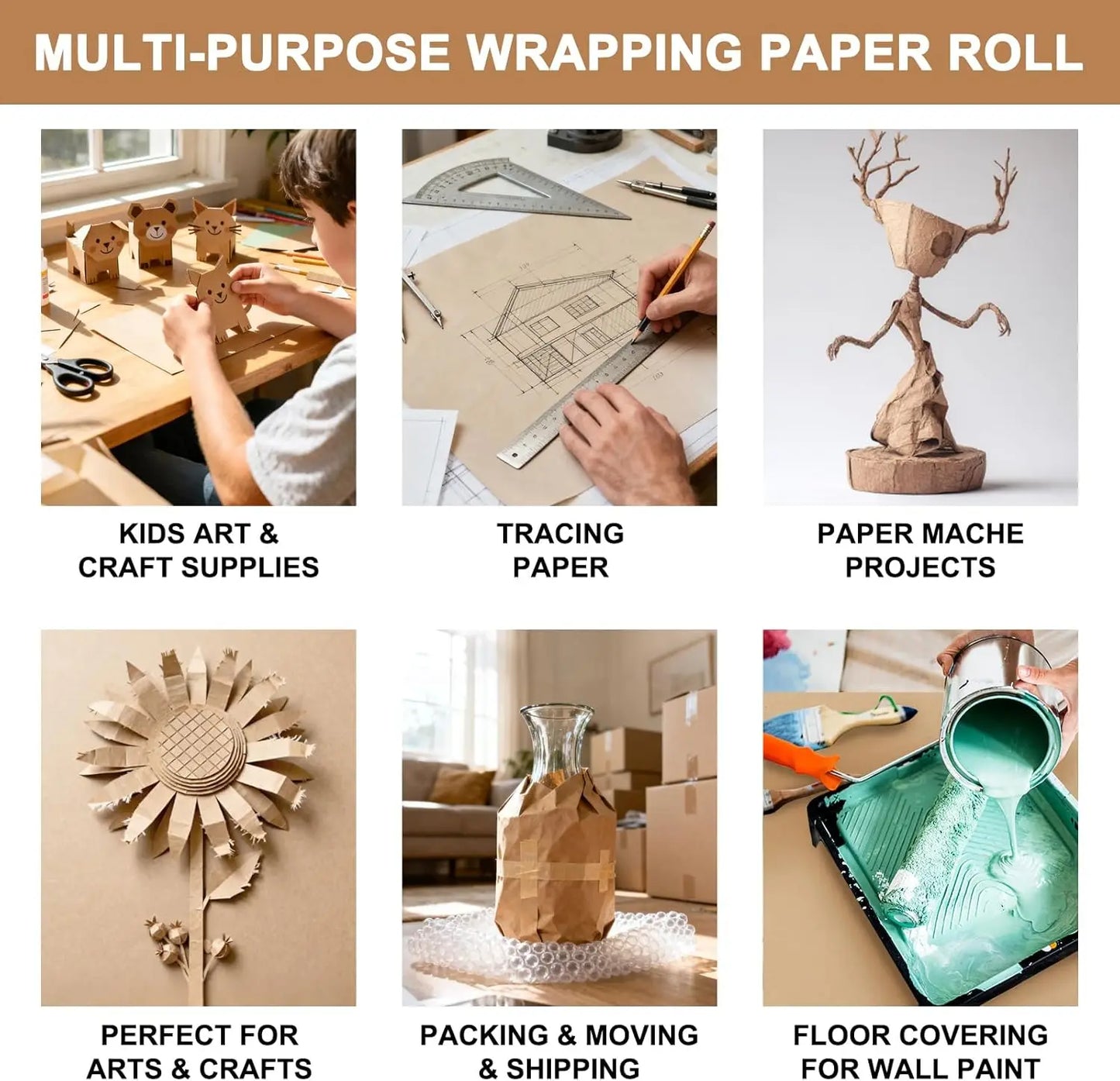 Kraft Paper Roll for Bulletin Boards Wrapping Gift Packaging