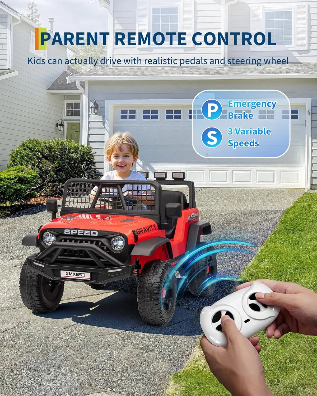 HiMISS 12V Ride On Truck Remote Control Horn LED Music
