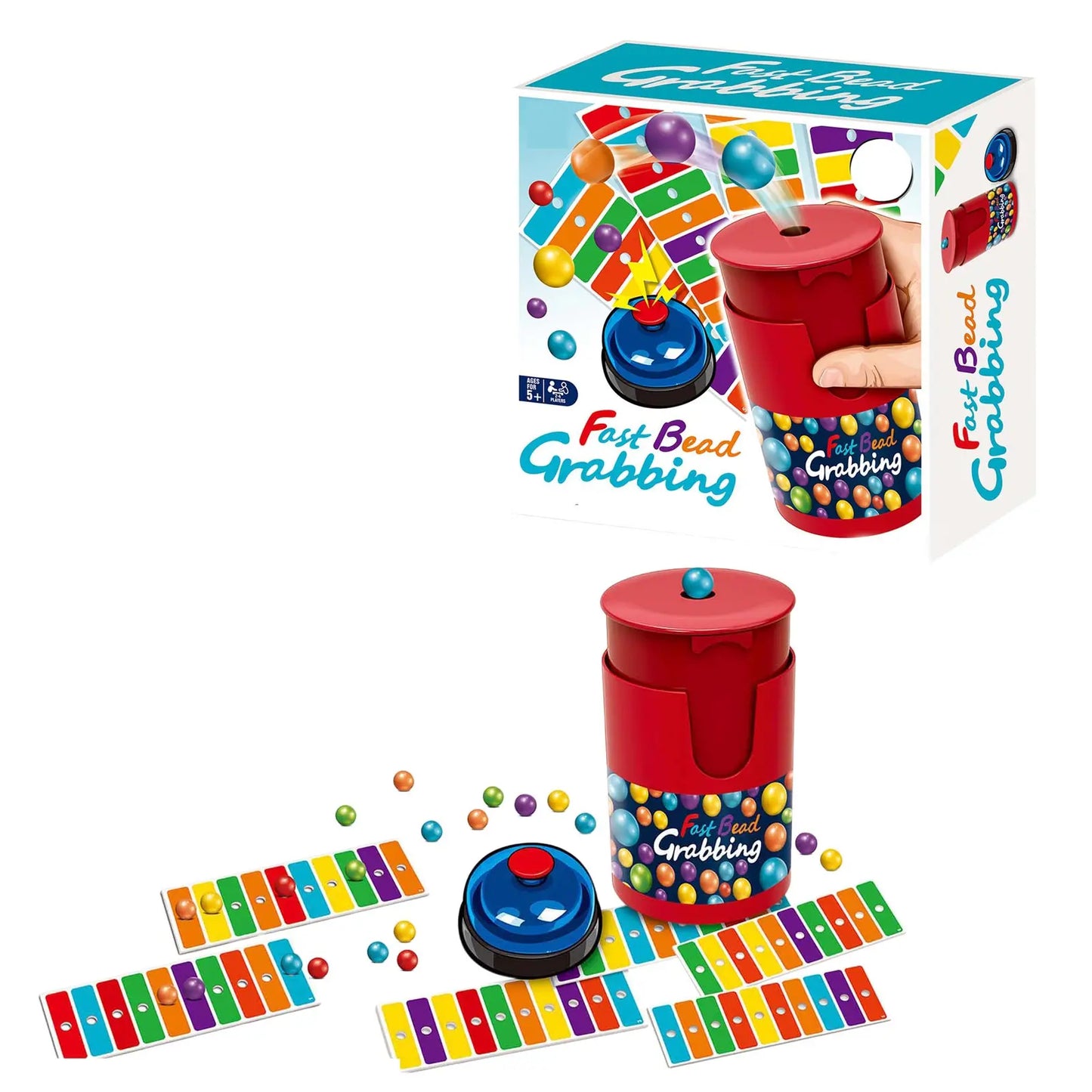 Generic Color Line Bead Grabbing Board Game For Two Players - Sensory Fun With 90 Beads 6 Code Cards And 1 Bell