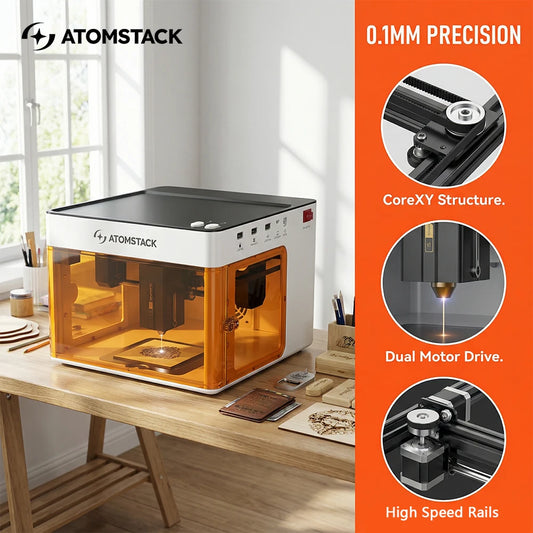 AtomStack P1 Mini Laser Engraver 5W Laser Cutter Engraves Wood