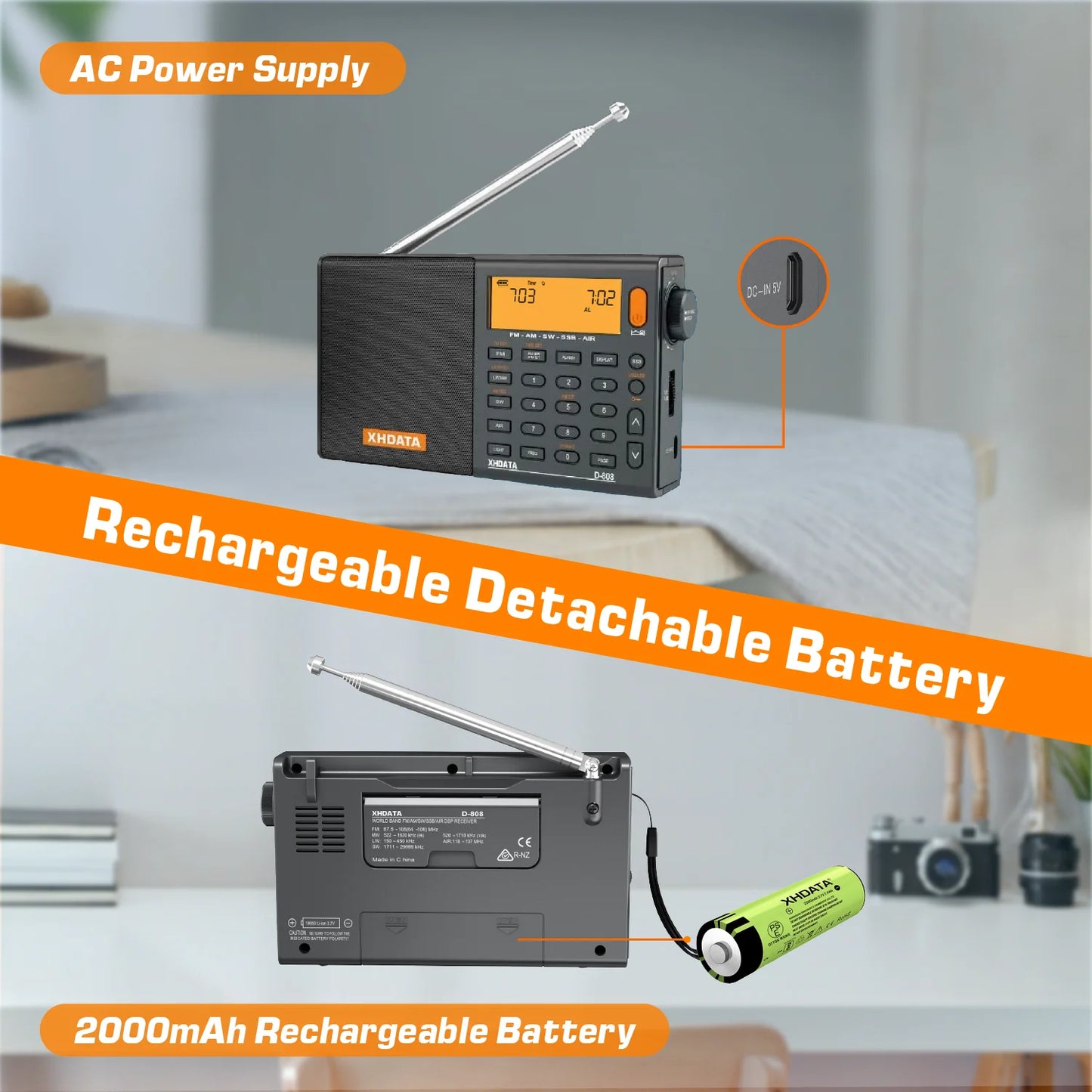XHDATA D-808 AM FM SW MW SSB Radio Portable Receiver