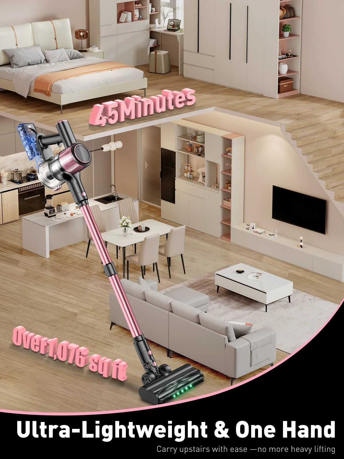 Suxiangvac Cordless Vacuum For Home Hard Floors And Pet Hair