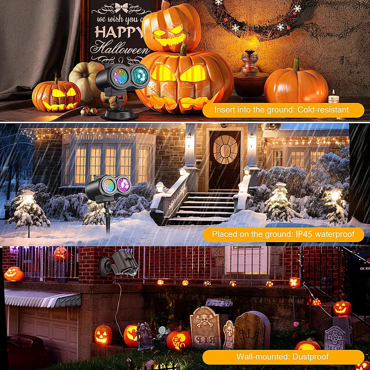 Mexllex Halloween Christmas Projector Lights Outdoor 2in1 Lamp Remote