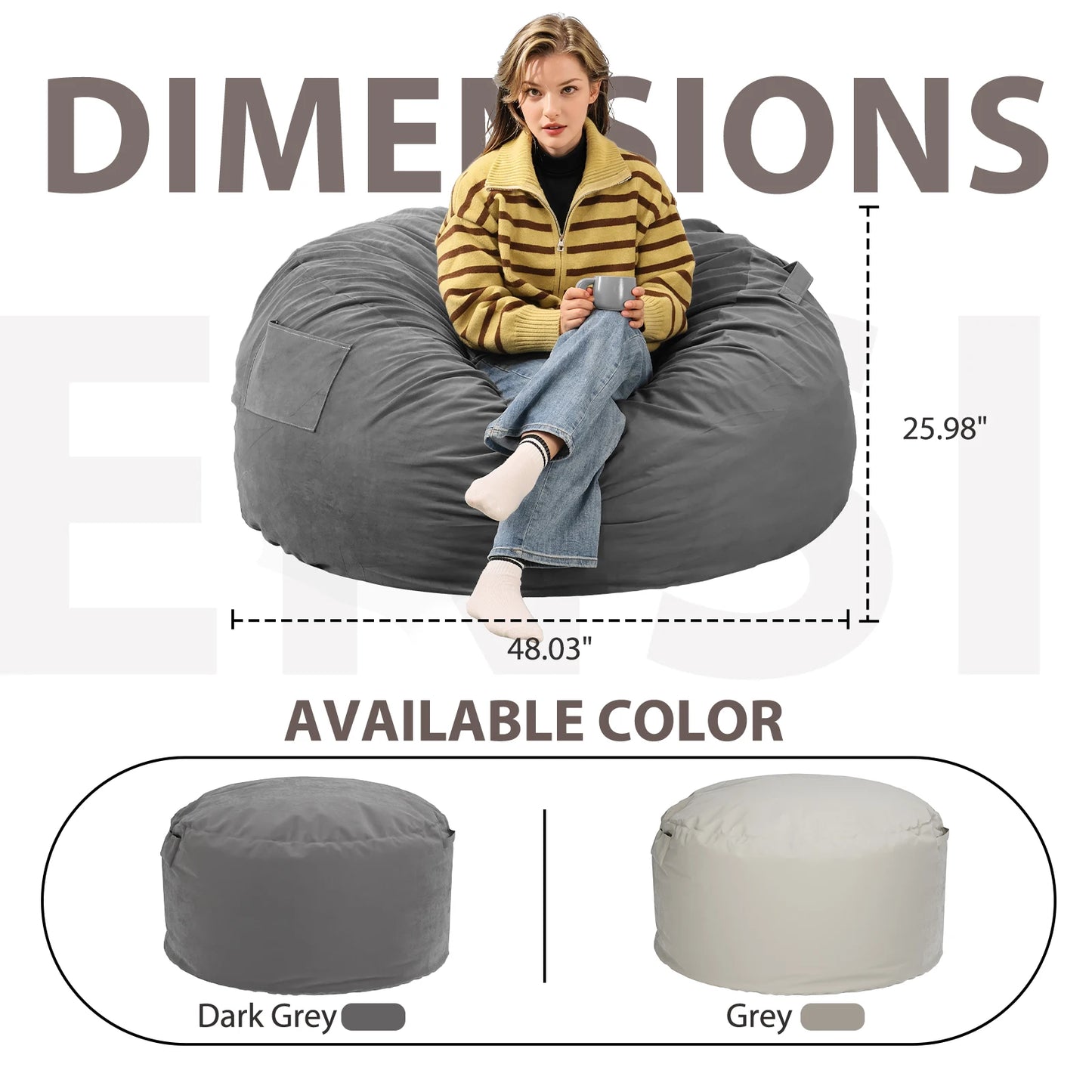 JHK Oversized Bean Bag Chair Removable Cover For Gaming