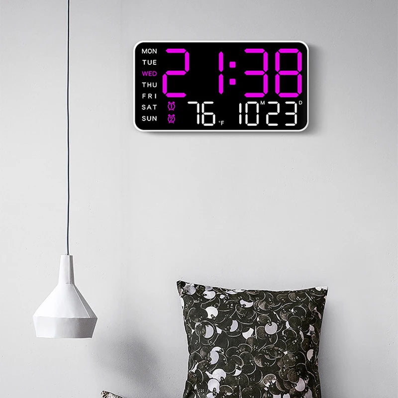 Digital Wall Clock With Temp Date Week Display Remote USB
