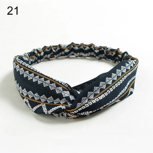 New Fashion Women Girls Bohemian Hair Bands Print Headbands Vintage Cross Turban Bandage Bandanas HairBands Hair Accessories