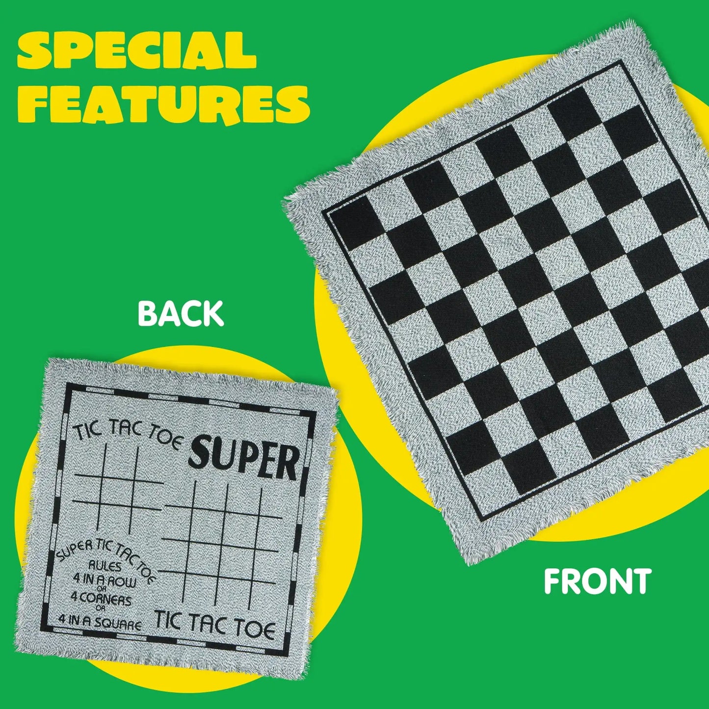 Joyfy 3-in-1 Vintage Giant Checkers Tic Tac Toe Game