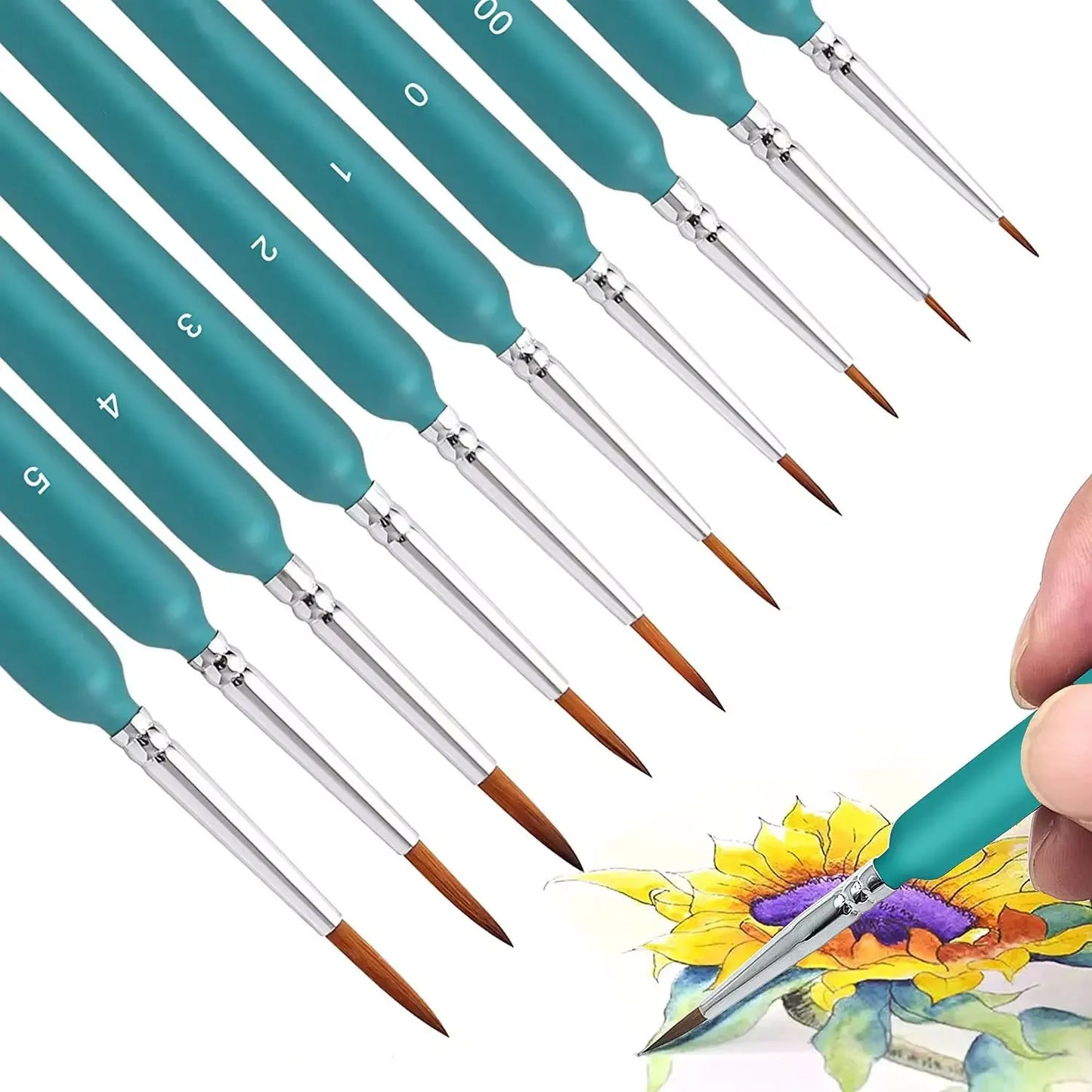 Miniature Detail Tip Paint Brush Set With Ergonomic Handles Acrylic
