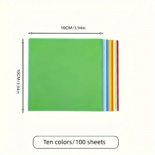 100pcs Square Origami Paper Double Sides Solid Color Folding Paper Multicolor Kids Handmade DIY Scrapbooking Craft Decor