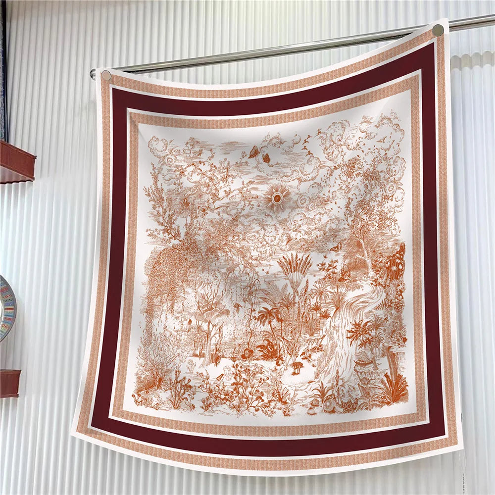 Elegant Silk Floral Square Scarf for Women Hijab Shawl Accessory
