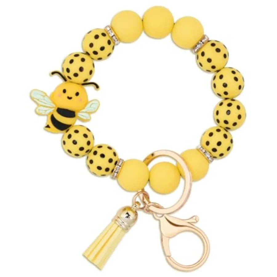 Silicone Beaded Keychain Wristlet For Women And Girls