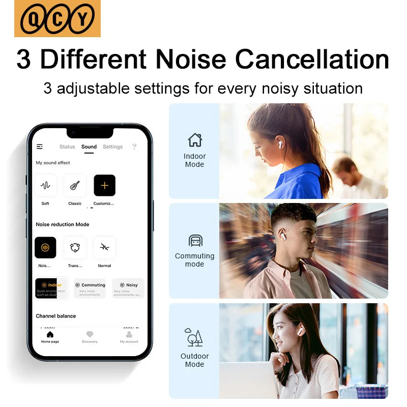 QCY HT05 ANC Wireless Earphones Bluetooth 5.2 ENC HD Call