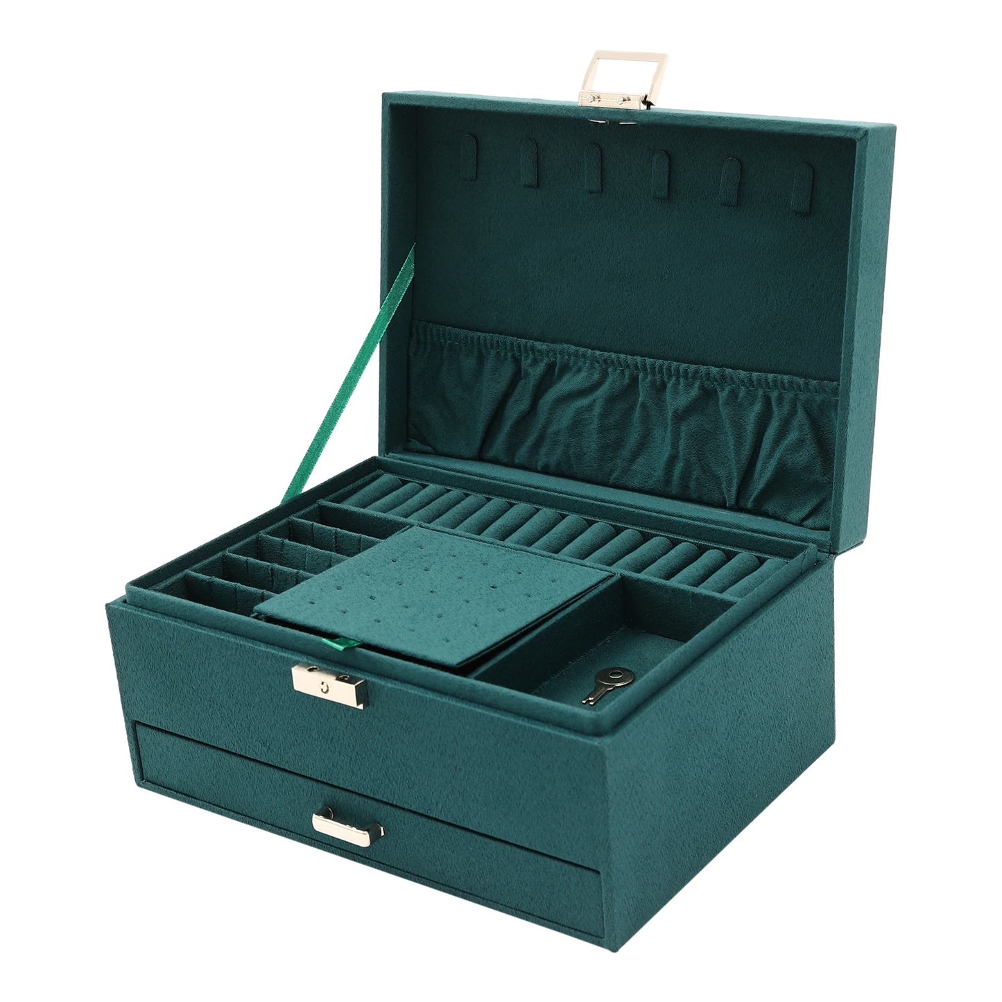 NONECN 3 Tier Jewelry Box With Safe Lock For Rings