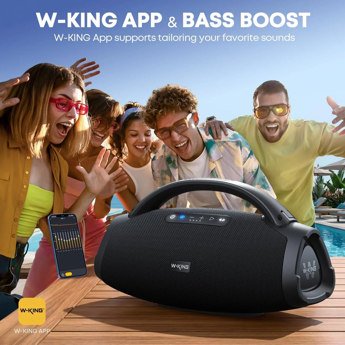 W-KING Waterproof Bluetooth Party Speaker With Powerful Bass