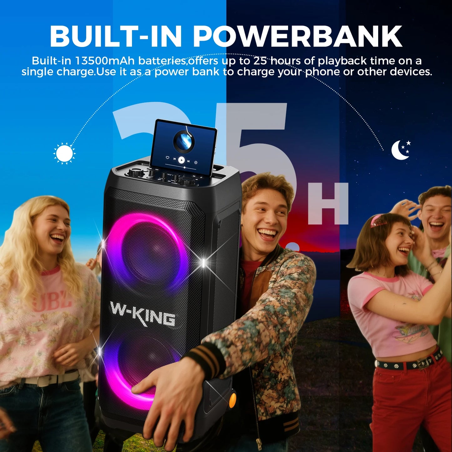 W-King T12 Portable Bluetooth Speaker 370W Max Output