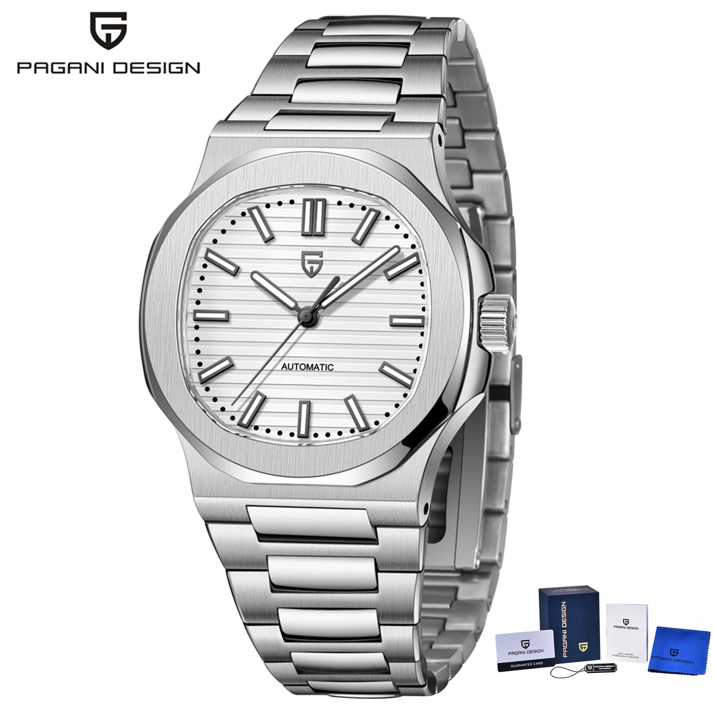 PAGANI DESIGN Men's Automatic Watch Stainless Steel Wristwatch